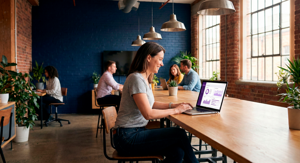 Dashboard MDM mostrando agendamento de atualizações automáticas de dispositivos corporativos