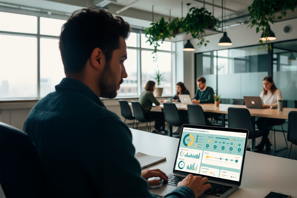 Console SOTI MobiControl exibindo gestão centralizada de dispositivos móveis empresariais 